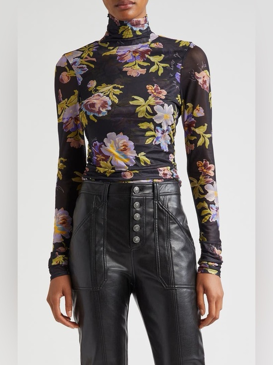 cinq a sept Tops - Bridgette Floral Print Long Sleeve‎ Turtleneck Top XS